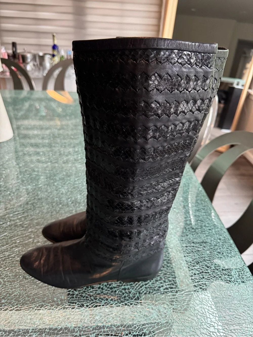 Delman Women's Black Tall Leather Boots 9 M